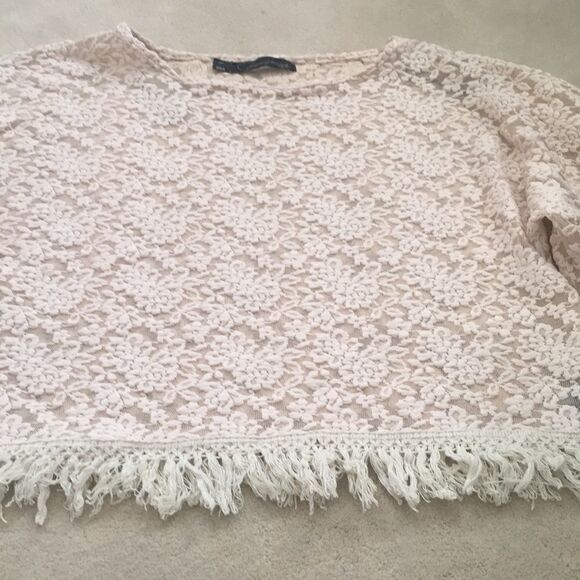 Patterson J. Kincaid Lace Sweater w/ Fringe - Picture 1 of 5